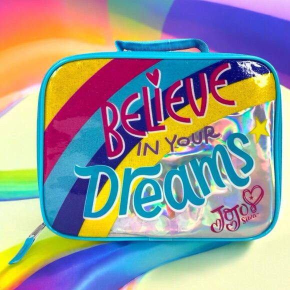 JoJo Siwa Girls Kids Lunch Box Bag Tote Believe in Your Dreams Pink Rainbow NWT - Picture 10 of 16